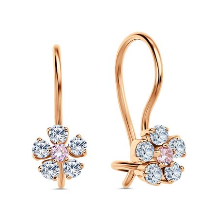 Золотые детские серьги Цветок с фианитами 18490₽