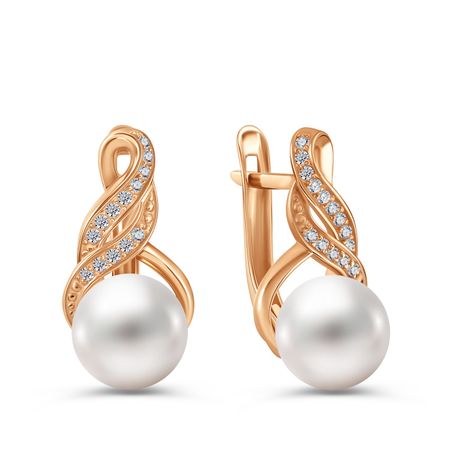 Серебряные серьги с жемчугом и фианитами 3490₽