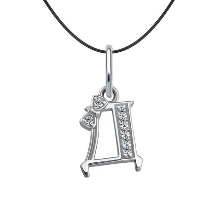 Серебряная подвеска буква Д с фианитами и родированием 590₽
