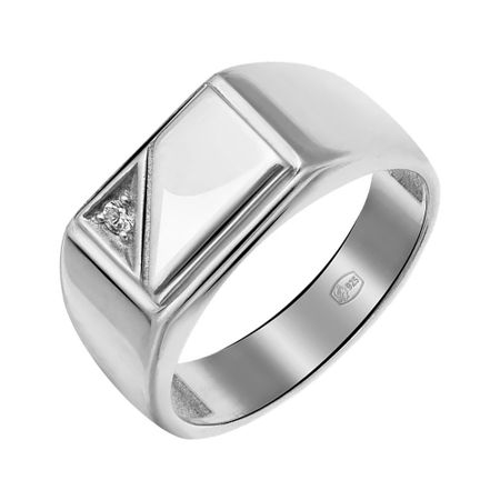 Серебряная печатка с фианитом и родированием 1990₽