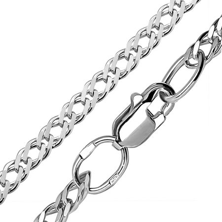 Серебряная цепочка Двойной ромб с алмазной гранью и родированием 3590₽