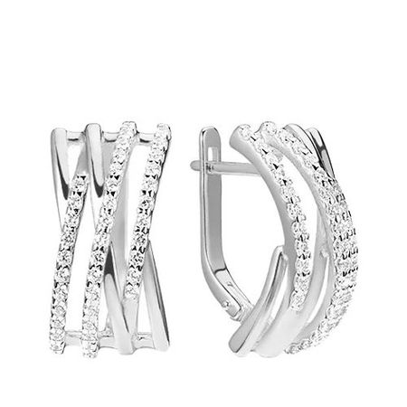 Серебряные серьги с фианитами и родированием 4490₽