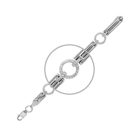 Серебряный браслет Ролекс с фианитами и родированием 3600₽