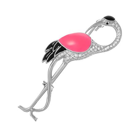 Брошь Фламинго из серебра с эмалью и фианитами 5000₽