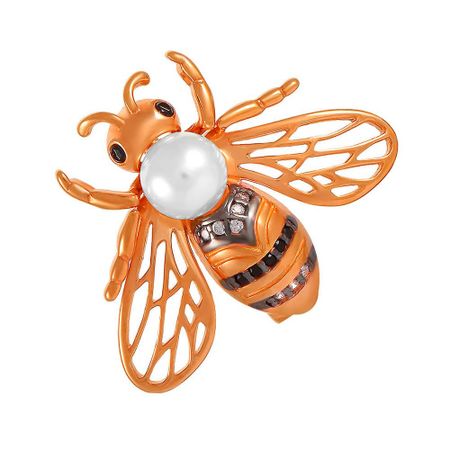 Брошь Пчела из серебра с жемчугом SWAROVSKI и фианитами 2490₽
