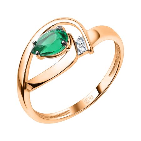 Золотое кольцо с изумрудом и бриллиантами с родированием 24990₽