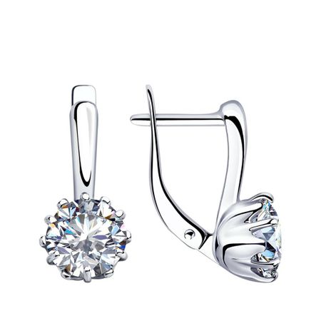 Серебряные серьги с фианитами и родированием 1990₽