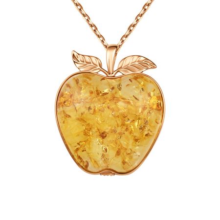 Серебряная подвеска-брошь с янтарем и позолотой 4490₽