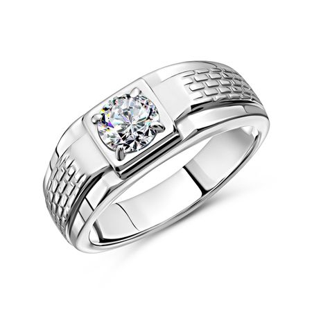 Серебряная печатка с фианитом и родированием 4290₽