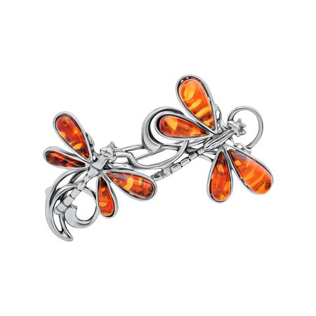 Серебряная брошь с янтарем и платинированием 3980₽