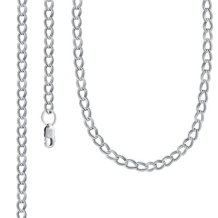 Серебряная пустотелая цепочка Двойная параллельная с родированием 590₽