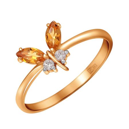 Золотое кольцо с цитринами и фианитами 16990₽