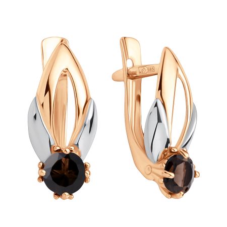 Золотые серьги с раухтопазами и родированием 32990₽