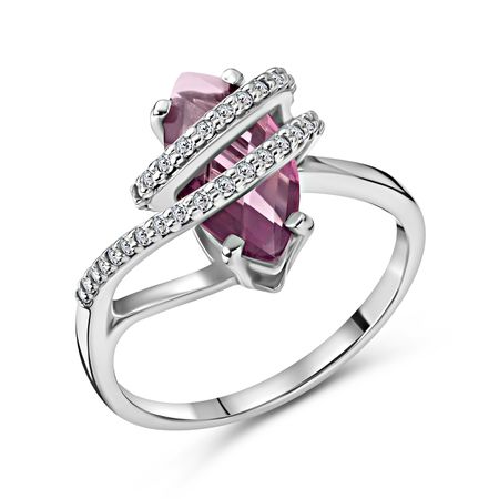 Серебряное кольцо с аметистом и ювелирным стеклом 890₽