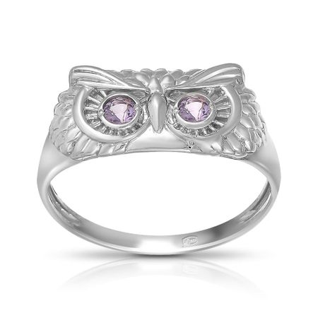 Кольцо Сова из серебра с аметистами 1490₽