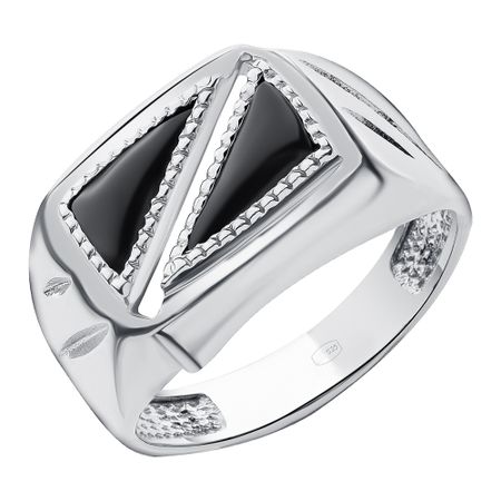 Серебряная печатка с ониксом и родированием 3990₽