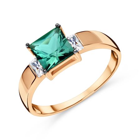 Золотое кольцо с кварцем и фианитами с родированием 39990₽