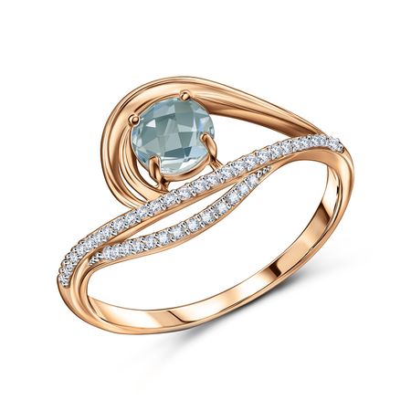 Золотое кольцо с топазом Sky и фианитами с родированием 44990₽