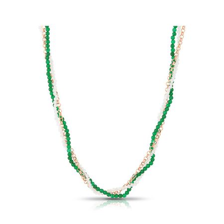 Серебряное колье с агатом и лунным камнем с позолотой 6860₽