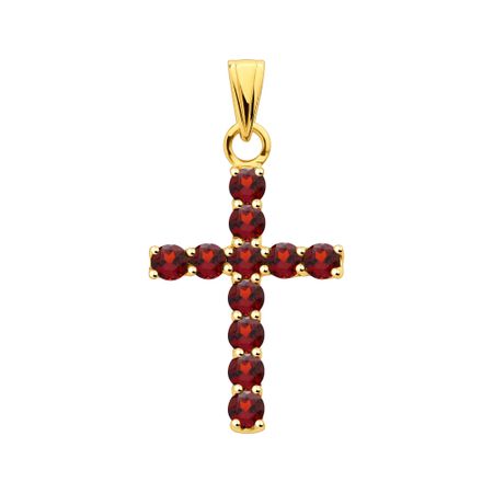 Серебряная подвеска Крест с гранатом и позолотой 8550₽