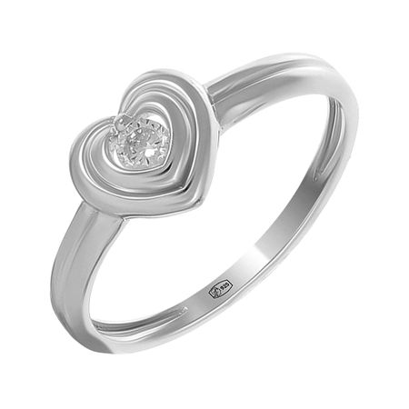Кольцо Сердце из серебра с фианитами 790₽