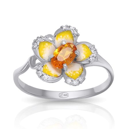 Кольцо из серебра с цитрином и эмалью 800₽