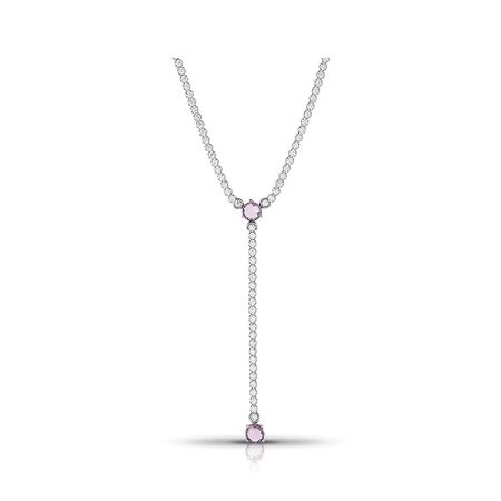 Серебряное колье с ювелирным кристаллом и фианитами с родированием 3490₽