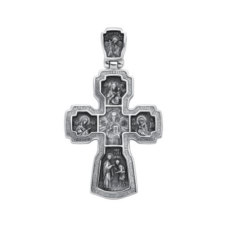 Серебряный крест Целители с чернением и платинированием 18950₽
