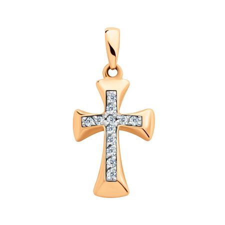 Золотая подвеска Крест с бриллиантами и родированием 17490₽