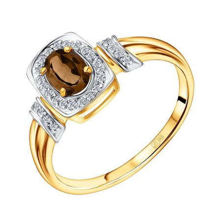 Золотое кольцо с раухтопазом и бриллиантами 30990₽