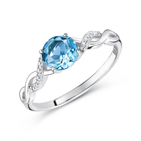Серебряное кольцо с топазом Swiss и фианитами с родированием 790₽