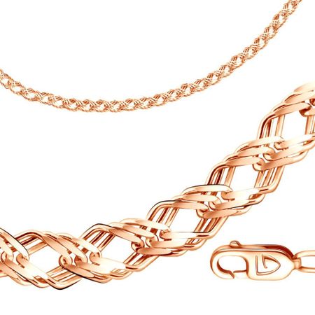 Серебряная цепочка Тройной ромб с позолотой 5390₽