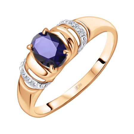 Золотое кольцо с сапфиром и бриллиантами с родированием 21990₽