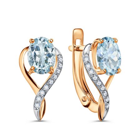 Золотые серьги с топазами и фианитами с родированием 42490₽