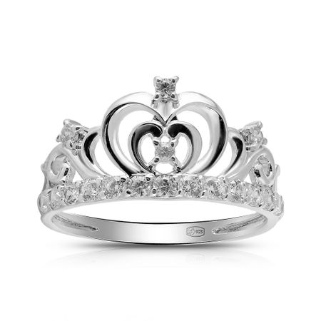 Кольцо Корона из серебра с фианитами 990₽