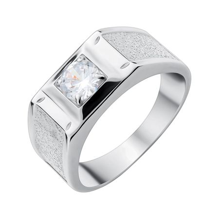 Серебряная печатка с фианитом и родированием 4400₽