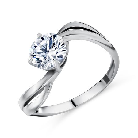 Серебряное кольцо с фианитом и родированием 900₽