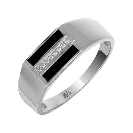 Кольцо-печатка из серебра с эмалью и фианитами 2490₽