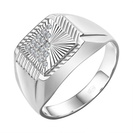 Кольцо-печатка из серебра с фианитами 5000₽