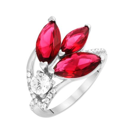 Серебряное кольцо с кварцем и фианитами с родированием 790₽