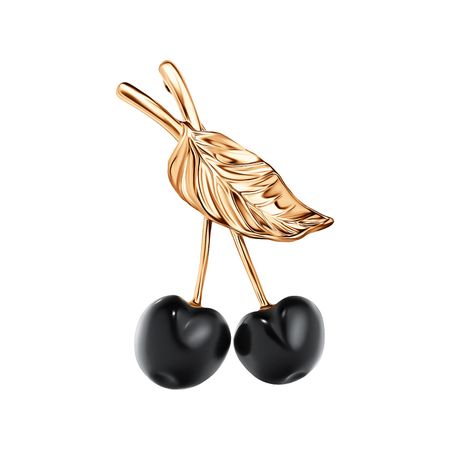 Серебряная брошь Вишня с янтарём 3710₽