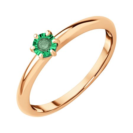 Золотое кольцо с изумрудом и алмазной гранью
