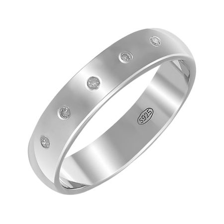 Серебряное обручальное кольцо с бриллиантами 3790₽