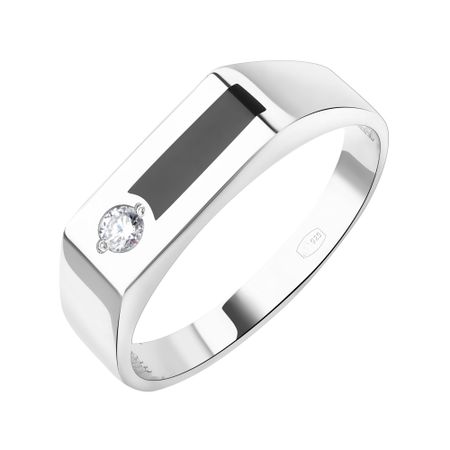 Серебряная печатка с эмалью и фианитом с родированием 2680₽