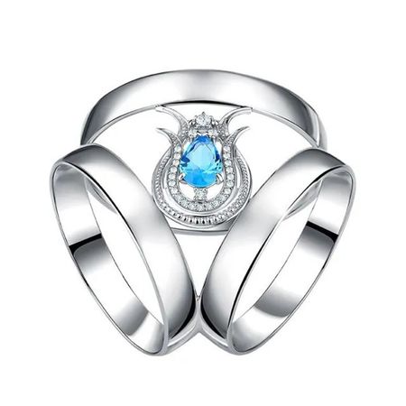 Серебряный зажим для платка с топазом Swiss и фианитами с родированием 11760₽