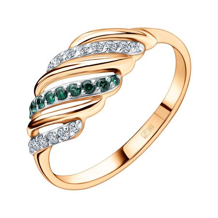 Золотое кольцо с изумрудами и бриллиантами 39990₽