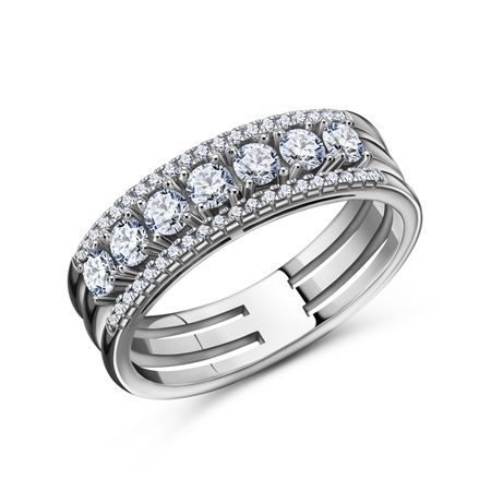 Серебряное кольцо с кварцем и фианитами 2990₽