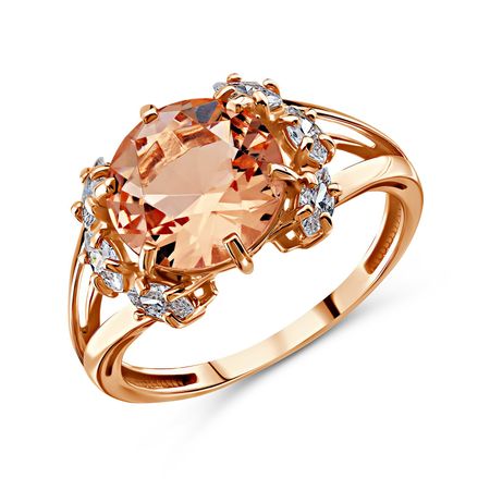 Серебряное кольцо с ювелирным кристаллом и фианитами и родированием 1190₽