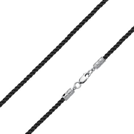 Текстильный шнурок с серебряным замком с родированием 2590₽