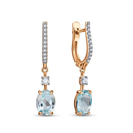 Золотые серьги с топазами и фианитами с родированием 45490₽